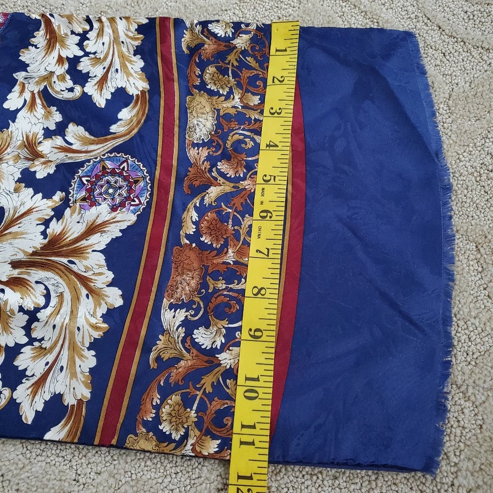 Christian Dior Reversible Paisley And Blue Silk Wool Scarf